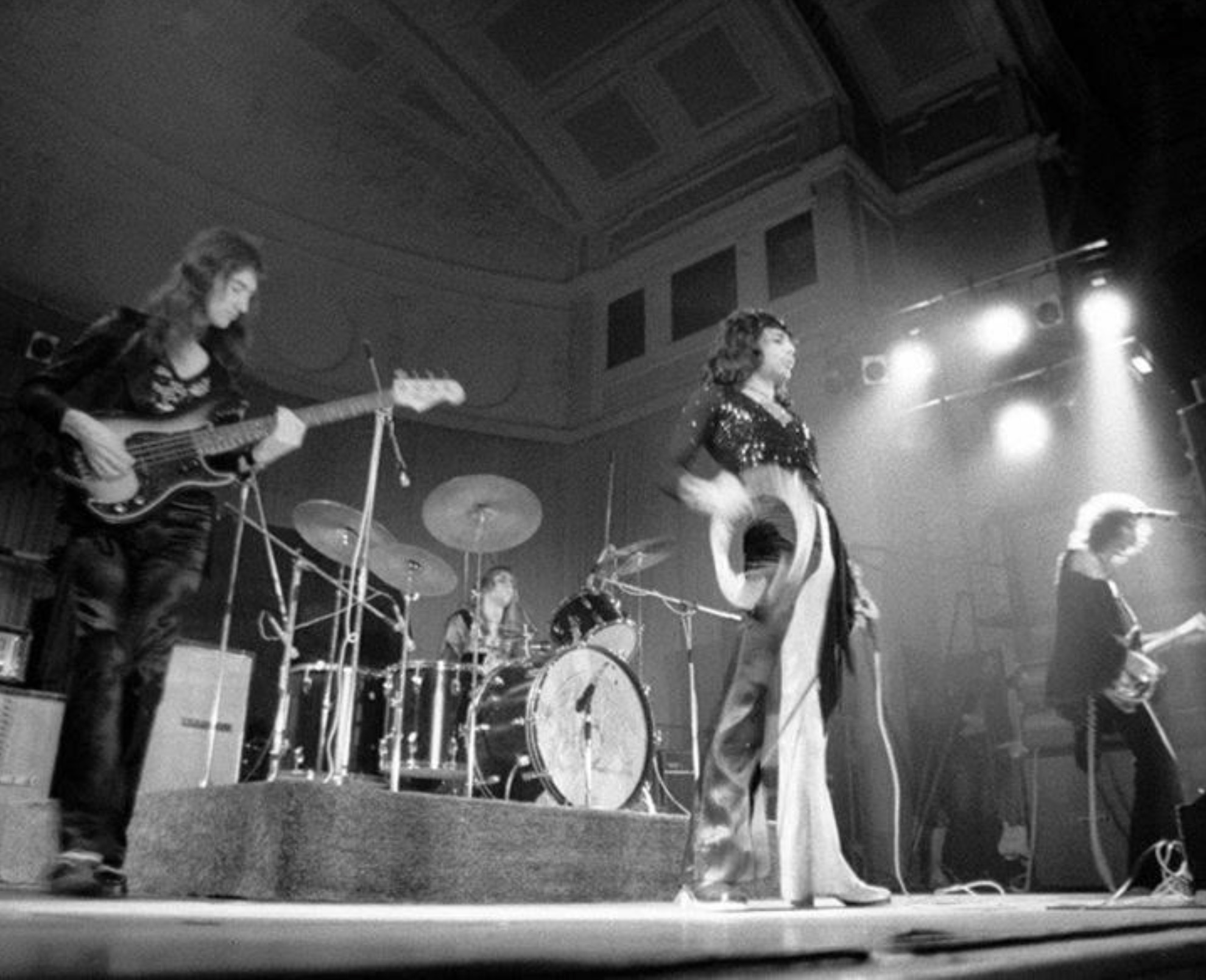 Concert Photo from the first tour of Queen, 1973, the tour started in September 1973 